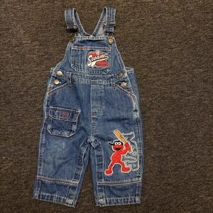 Vintage Sesame Street Denim 12 Months Baby Elmo Baseball Bib Overall Y2K